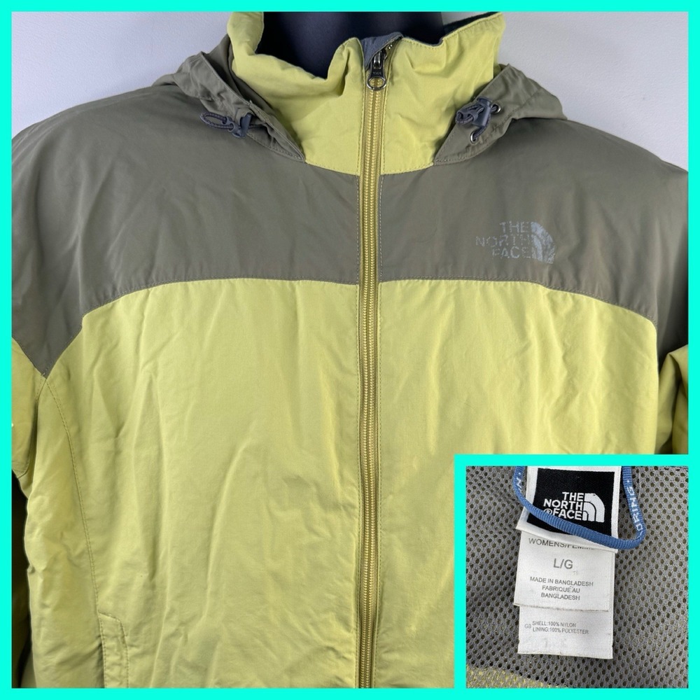 The North Face Hydrenalite Green Hooded Windproof Jacket Womens Size Large - Picture 1 of 7